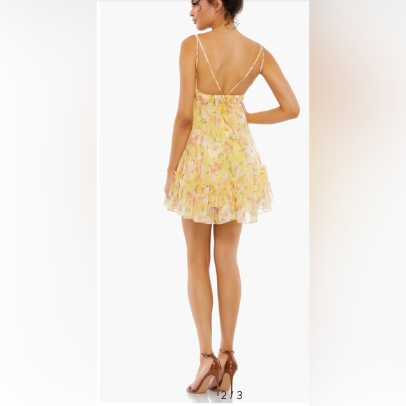 leena for Mac Duggal Yellow Floral Empire Waist
Ruffled Mini Dress Size 6 - Picture 3 of 13